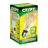 Лампа накаливания Старт E27 75W 220-240V груша Б прозрачная (1/10/50)