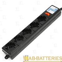 Сетевой фильтр Power Cube 5р.С/З 10A 5.0м ПВС 3x0.75мм² с выкл. черный (1/27)