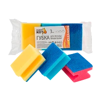 Губка для посуды Рыжий кот Профильная 80х60х40мм 3шт. ассорти (1/48)