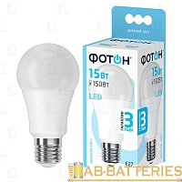Лампа светодиодная Фотон A60 E27 15W 4000К 100-265V груша прозрачная (1/10/50)