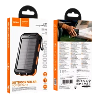 Внешний аккумулятор HOCO J164 8000mAh 2USB+Type-C солнечная батарея с фонариком черный (1/44)