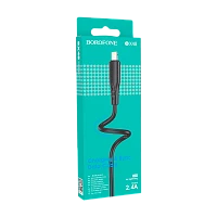 Кабель Borofone BX48 USB (m)-Lightning (m) 1м 2.4A ПВХ черный (1/360)