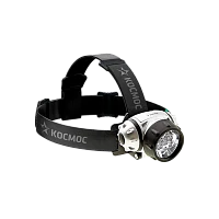 Фонарь налобный Космос H7 7LED от батареек 3 ур.ярк. черный (1/25/100)