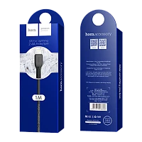 Кабель HOCO X20 USB (m)-Lightning (m) 1м 2.4A ПВХ черный (1/30/300)