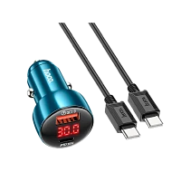 Автомобильное З/У HOCO Z50 1USB/Type-C 48W с кабелем Type-C-Lightning синий (1/12/120)