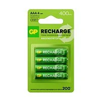 Аккумулятор бытовой GP HR03 AAA BL4 NI-MH 400mAh в пластиковой упаковке (4/32/192)