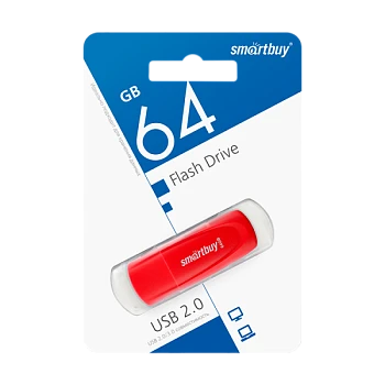 Флеш-накопитель Smartbuy Scout 64GB USB2.0 пластик красный
