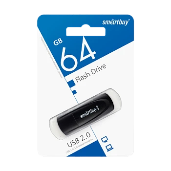 Флеш-накопитель Smartbuy Scout 64GB USB2.0 пластик черный