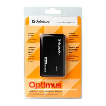 Картридер Defender Optimus USB2.0 SD/microSD/MS/M2 Combo/MMC/CF черный (1/100)