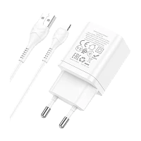 Сетевое З/У HOCO N25 2USB 2.1A с кабелем Lightning черный (1/13/130)
