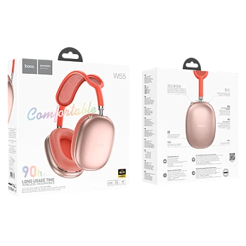 Наушники полноразмерные HOCO W55 bluetooth 5.4 с микр. розовый (1/40)