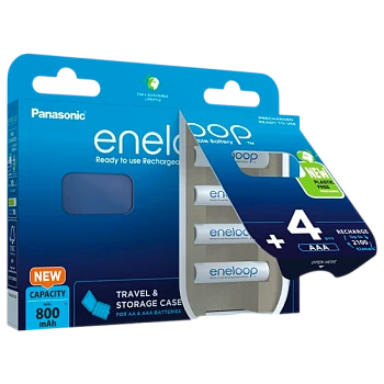 Аккумулятор предзаряженный RTU Panasonic HR03 AAA BL4 NI-MH eneloop 800mAh пласт. футл. (4/40/160)