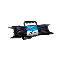 Удлинитель Космос 1р.Б/З 6A 20.0м ПВС черный (1/10)