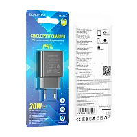 Сетевое З/У Borofone BA71A 1USB/Type-C 20W QC3.0 черный (1/75/300)