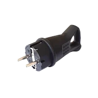 Вилка электрическая Прогресс косая с кольцом С/З черный (1/20/200)