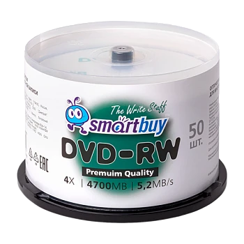 Диск DVD-RW Smartbuy 4.7GB 4x 50шт. cake box
