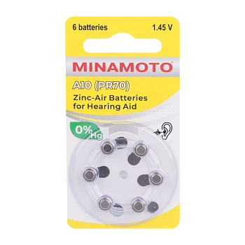 Батарейка Minamoto ZA10 BL6 Zinc Air 1.45V (6/60/600)