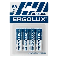 Батарейка Ergolux LR6 AA BL4 ПРОМО Alkaline 1.5V (4/40/720)