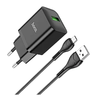 Сетевое З/У HOCO N26 1USB 18W QC3.0 с кабелем microUSB черный (1/13/130)