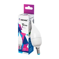 Лампа светодиодная Космос CW E14 10.5W 6500К 174-265V свеча на ветру матовая (1/10/80)
