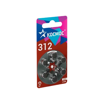 Батарейка Космос ZA312 BL6 Zinc Air 1.45V (6/60/3000)