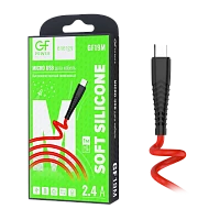 Кабель GFPower 19M USB (m)-microUSB (m) 1м 2.4A силикон красный (1/120/480)