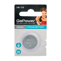 Батарейка GoPower CR2016 BL1 Литиевая 3V (1/50/2000)