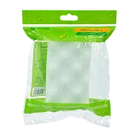 Мочалка массажная Банные штучки прямоугольная 14см x 9см поролон зеленый белый (1/30)