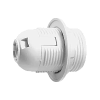 Патрон Прогресс с прижимным кольцом E27 пластик белый (1/50/200)