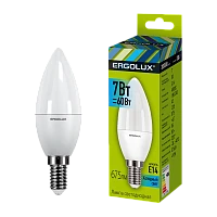 Лампа светодиодная Ergolux C35 E14 7W 4500К 180-240V свеча (1/10/100)