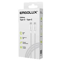 Кабель Ergolux ELX-CDC13 Type-C (m)-Type-C (m) 2м 3.0A белый (1/10/240)