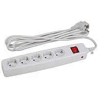 Сетевой фильтр ЭРА SF 5р.С/З 10A 2.0м со шторкой белый (1/20)