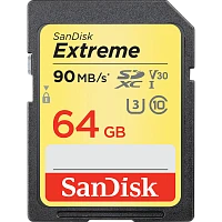 Карта памяти SD SanDisk EXTREME 64GB Class10 UHS-I (U3) 90 МБ/сек V30