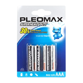 Батарейка Pleomax Super R03 AAA BL4 Heavy Duty 1.5V (4/40/960/38400)
