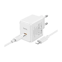 Сетевое З/У HOCO CS13A Type-C 3.0A 20W PD,QC,FCP,AFC с кабелем Type-C/Type-C белый (1/28/168)