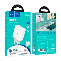 Сетевое З/У HOCO C104A Type-C 3.0A 20W QC3.0 с кабелем Type-C/Type-C белый (1/13/130)