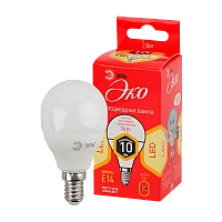 Лампа светодиодная ЭРА P45 E14 10W 2700К 220-240V шар Eco (1/10/100)