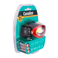 Фонарь налобный Camelion LED5382 COB 4 режима +3AAA черный (1/6/48)