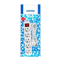 Удлинитель Smartbuy 5р.С/З 16A 2.0м с выкл. ПВС 3x1мм² белый