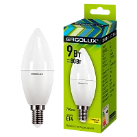 Лампа светодиодная Ergolux C35 E14 9W 3000К 172-265V свеча (1/10/100)