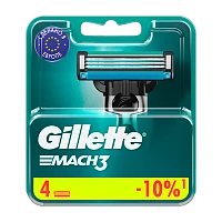 Сменные кассеты Gillette "MACH3" 3 лезвия 4шт. (цена за 1 шт) RUS (4/40)