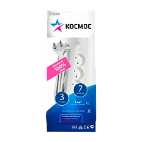 Удлинитель Космос 3р.Б/З 16A 7.0м белый (1/20)
