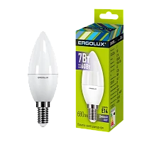 Лампа светодиодная Ergolux C35 E14 7W 6500К 172-265V свеча (1/10/100)