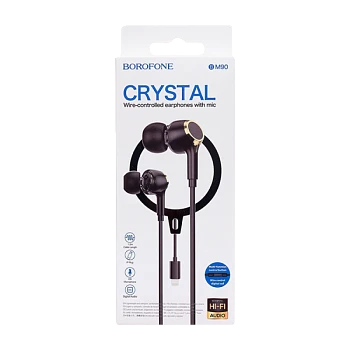 Наушники внутриканальные Borofone BM90 с микр. Lightning (m) черный (1/76/304)