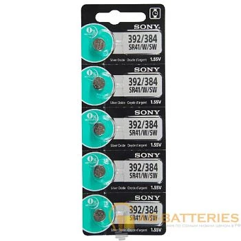 Батарейка Sony 392 (SR41W) BL1 Silver Oxide 1.55V (1/10/100/1000)