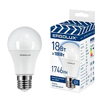 Лампа светодиодная Ergolux A60 E27 18W 6500К 172-265V груша ЛОН ПРОМО матовая (1/10/100)