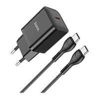 Сетевое З/У HOCO N27 Type-C 20W с кабелем Type-C-Type-C 60W белый (1/13/130)