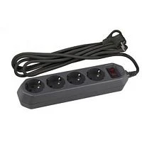 Сетевой фильтр ЭРА USF-M 4р.С/З 10A 1.5м черный (1/20)