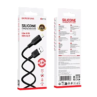 Кабель Borofone BX113 USB (m)-Lightning (m) 2м 2.4A силикон черный (1/360)