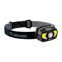 Фонарь налобный Космос HuntHelper 5W ХРЕ+COB от батареек черный (1/20/120)